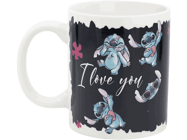 Taza - "I love you" Lilo & Stitch, Termosensible, Cerámica, 325 ml