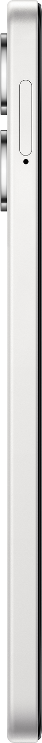 Un rectángulo blanco vertical brillante con bordes redondeados. Tiene un pequeño botón y un punto negro.