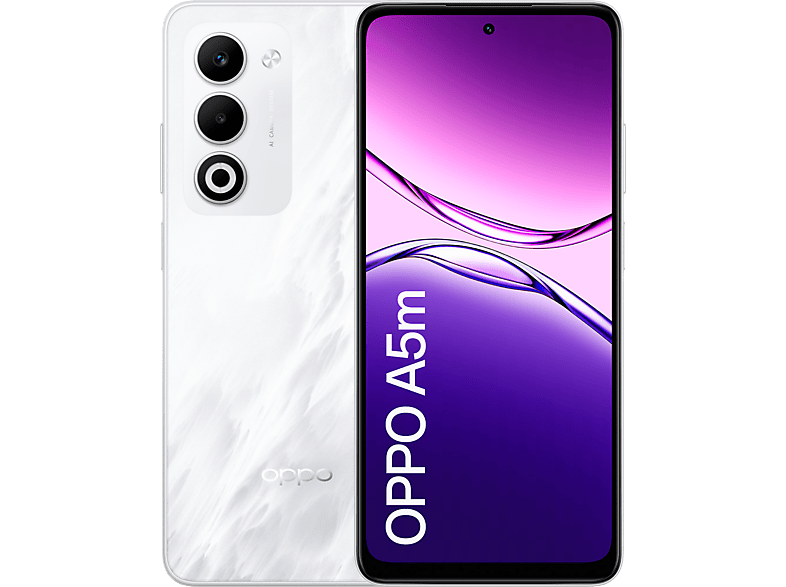 OPPO A5m, Mist White, 256 GB, 8 GB RAM, 6.67 1000 nits, Snapdragon® 6s 4G Gen 1, 6000 mAh