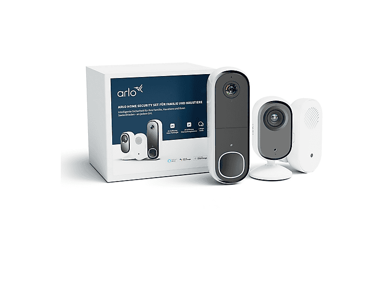 ARLO Essential Sicherheits-Set mit Innenkamera und Video-Türklingel mit Gong , Bundle Kunststoff