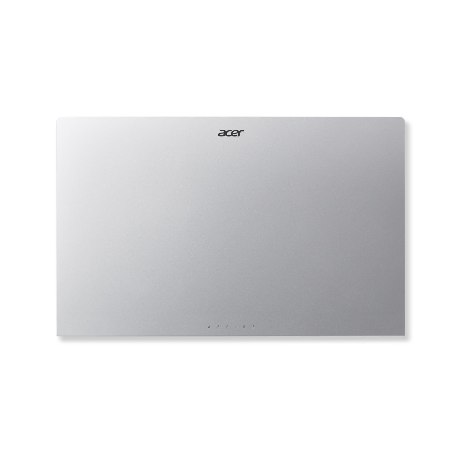 Silver laptop with the 'acer' logo at the top and 'ASPIRE' at the bottom. The background is black.