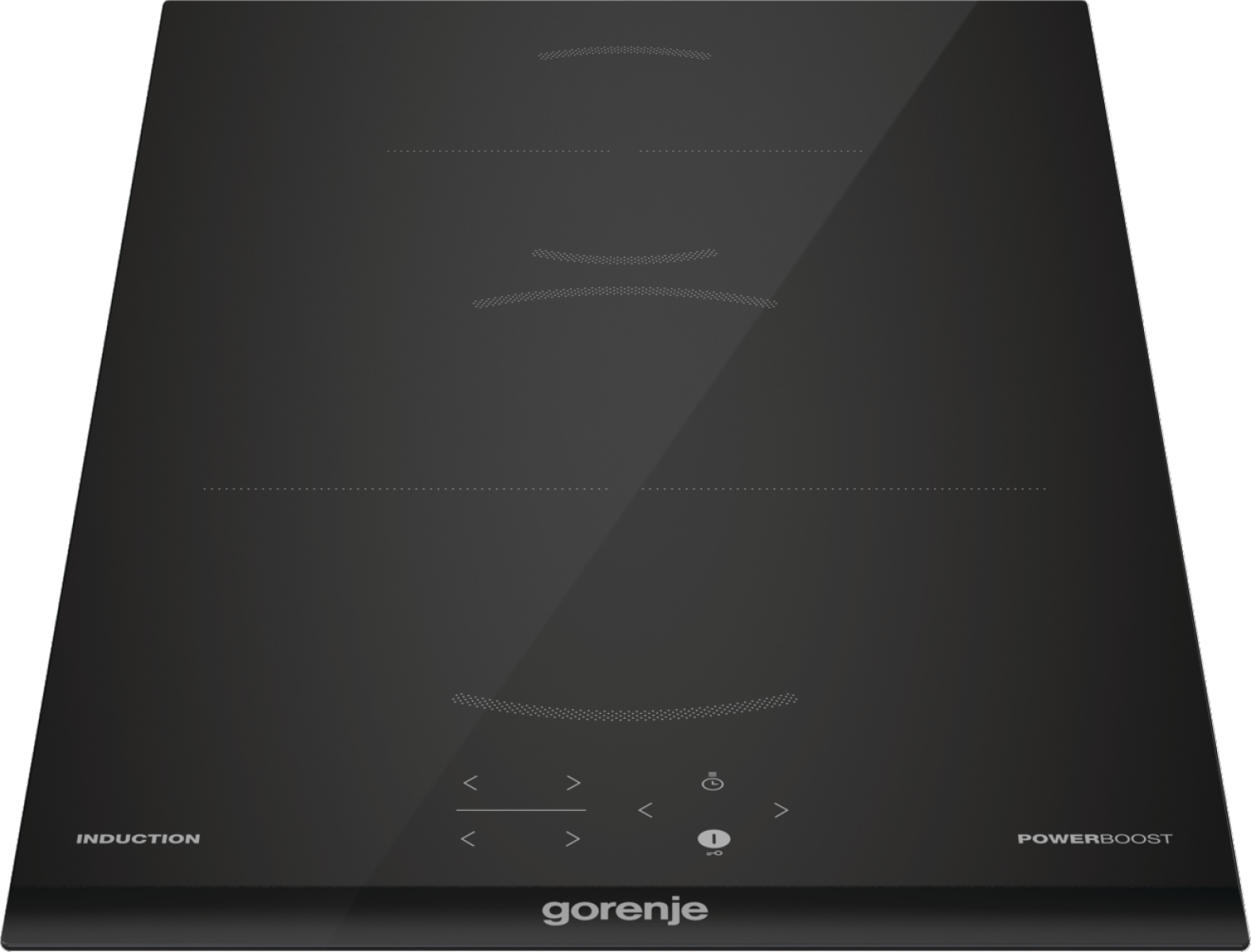 Czarna płyta indukcyjna Gorenje z czterema strefami gotowania, sterowaniem dotykowym i funkcją PowerBoost.