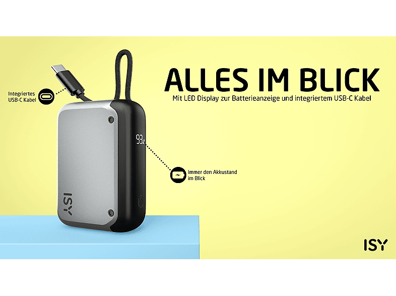 Thumbnail - ISY IPP-10030 Powerbank 10000 mAh Grau