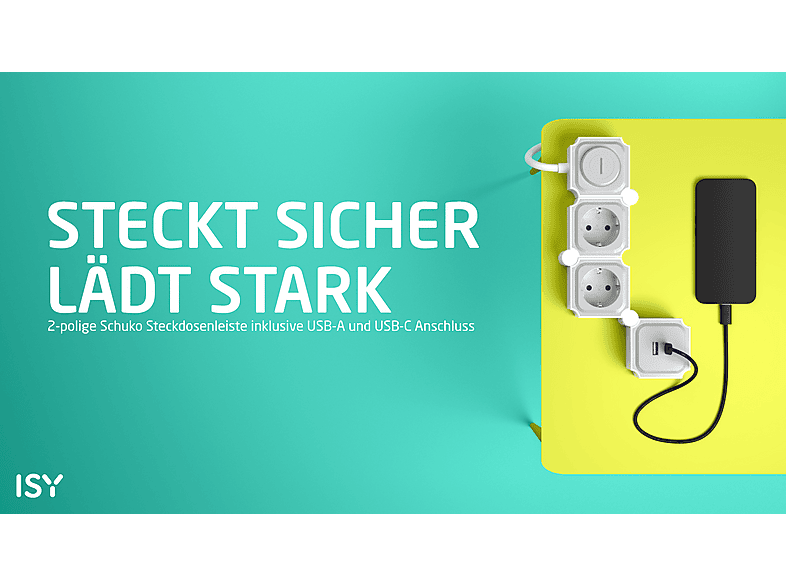 ISY IPS-2001-W Steckdosenleiste, 1,4 m