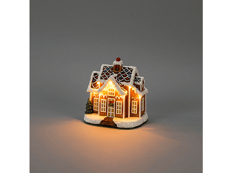 KONSTSMIDE LED Mini-Lebkuchenhaus mit Musik Weichnachtsbeleuchtung, Mehrfarbig, Mehrfarbig