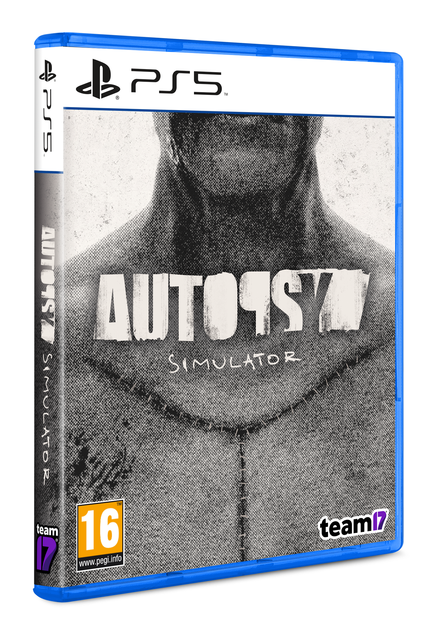 Caja del juego PS5. La portada muestra un cuerpo cosido con el título 'Autopsy Simulator'.