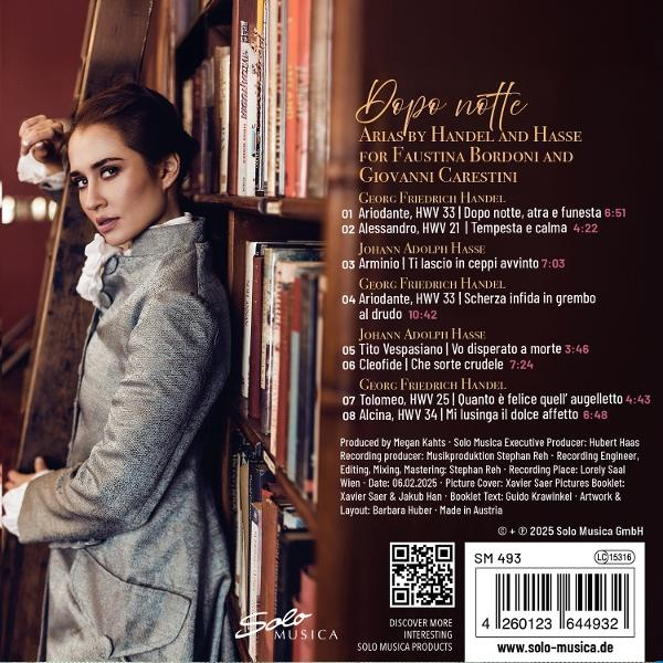 Albumcover. Frau in historischer Kleidung mit Bücherregal im Hintergrund. Text enthält Songtitel und Credits.