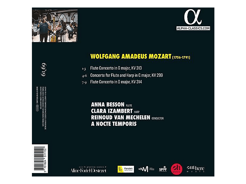 Thumbnail - Anna Besson (flöte) - Clara Izambert (harfe) A Nocte Temporis Reinoud Van Mechelen (dir) Mozart: Flötenkonzerte (CD)