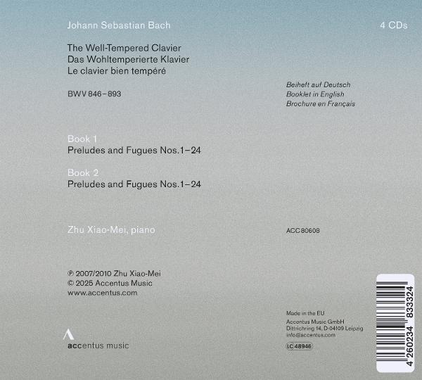 CD-Cover mit Text. Erwähnt Bach, 'The Well-Tempered Clavier' und Zhu Xiao-Mei. Beinhaltet Barcodes und weitere Details.