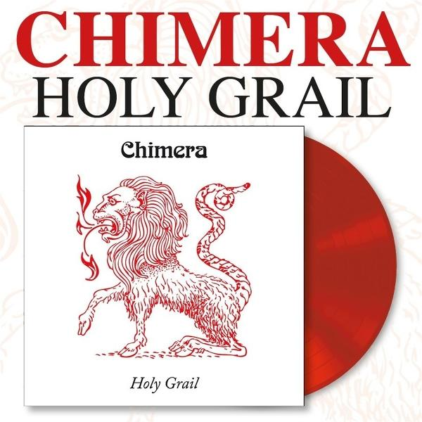 Albumcover, roter Löwe mit Flammen, rote Vinyl, Titel: Chimera Holy Grail.