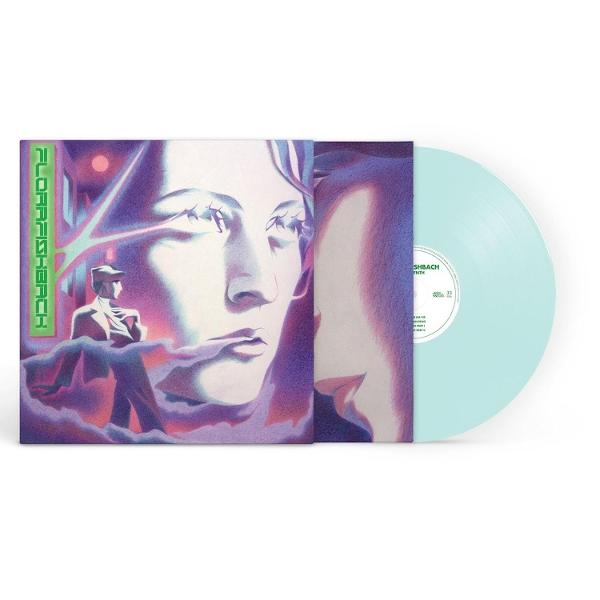 Albumcover mit Frauengesicht, Albumtitel in Grün. Daneben eine hellblaue Schallplatte.