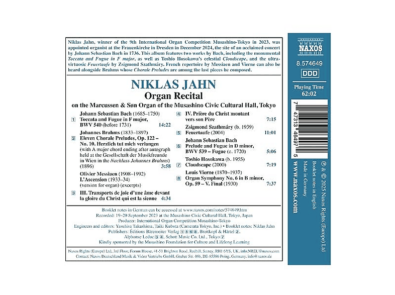 Thumbnail - Niklas Jahn - Organ Recital (CD)