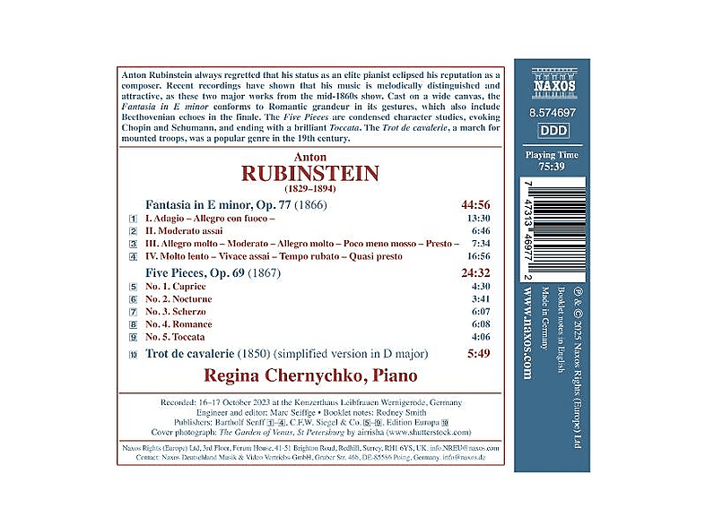 Thumbnail - Regina Chernychko - Rubinstein: Fantasia in e-Moll (CD)
