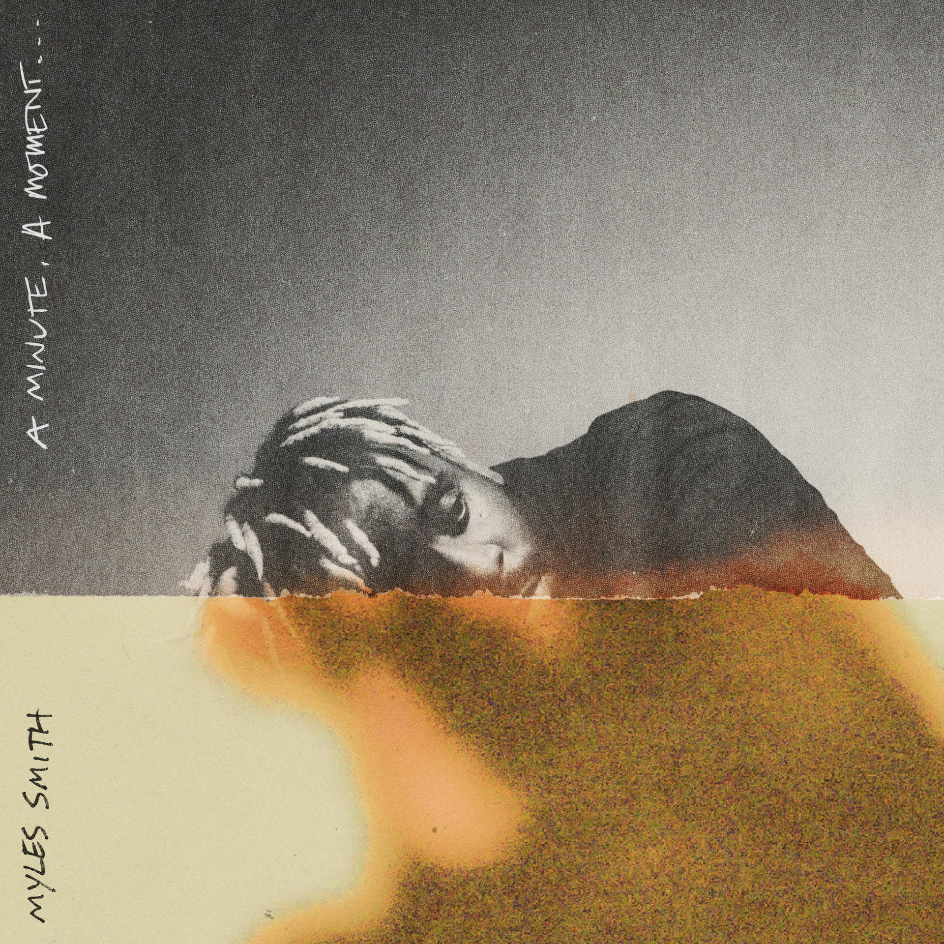 Cover für „A Minute, A Moment“ von Myles Smith. Zeigt ein Gesicht und einen strukturierten Hintergrund.