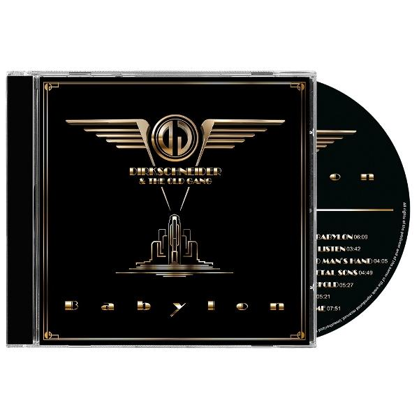 CD-Hülle mit schwarz-goldenem Design. Enthält Text 'Dirkschneider' und 'Babylon'. Disc zeigt Titelliste wie 'Babylon 06:09'.