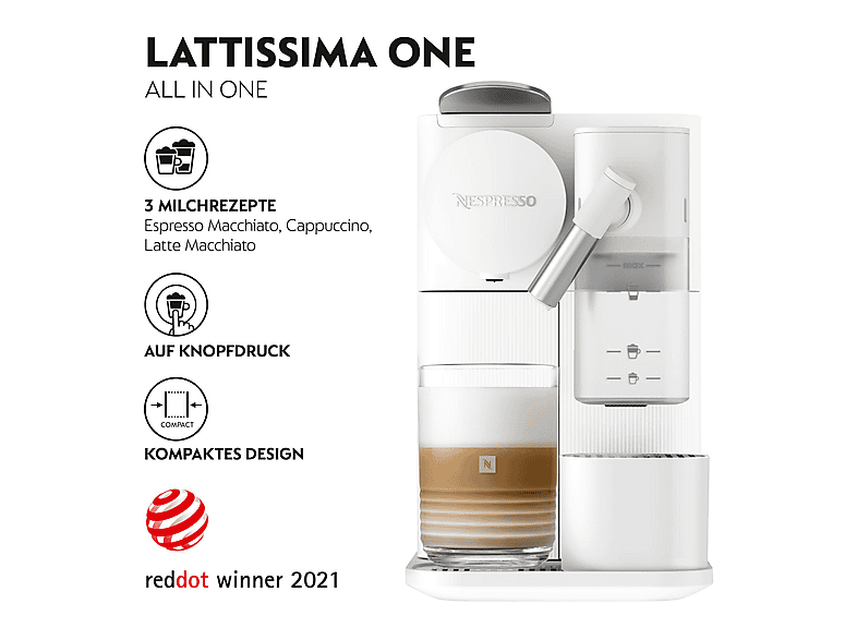 De'Longhi EN510.W Lattissima One Evo Nespresso-Maschine Porzellan White — Foto 2 von 5