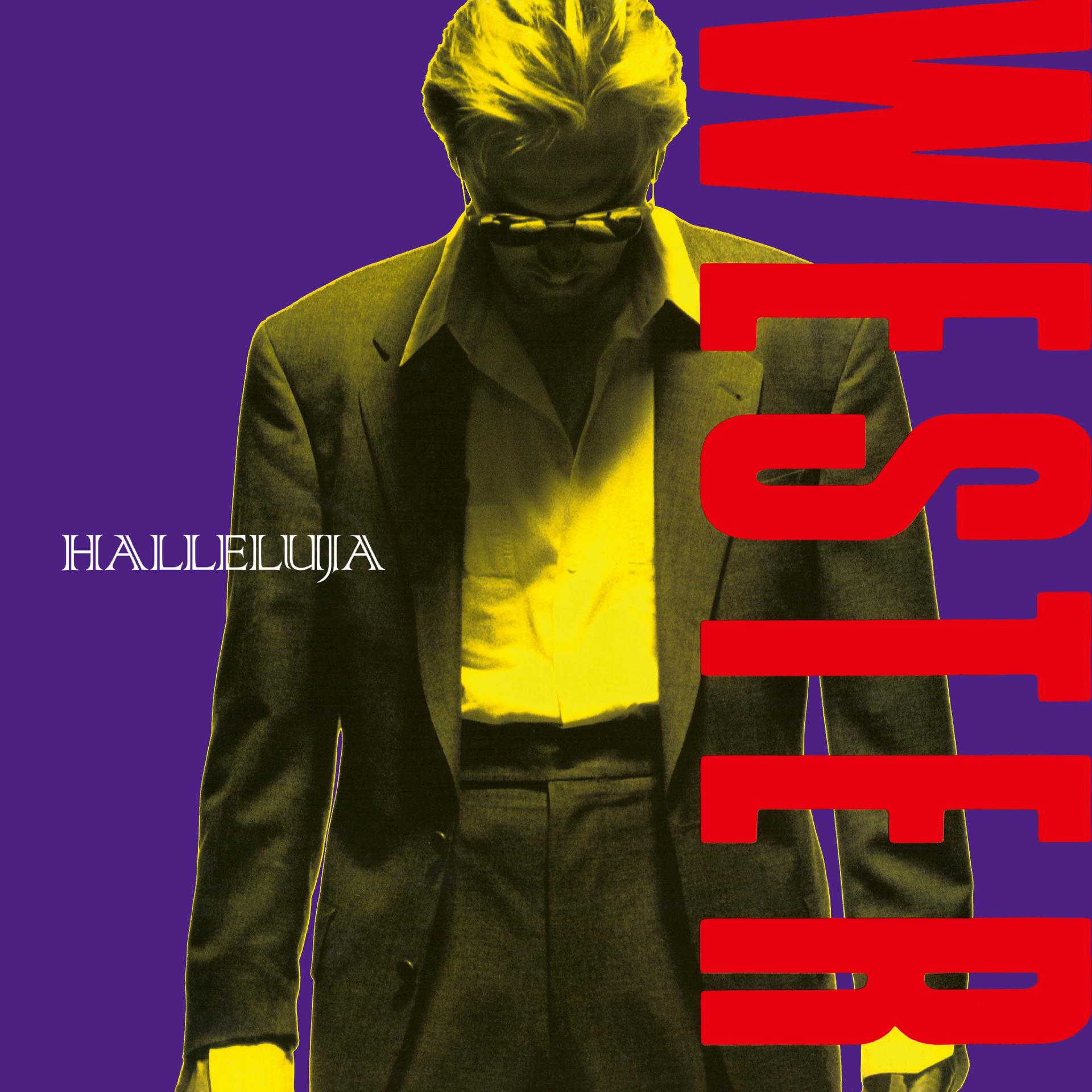 Poster mit einem Mann im Anzug, gelbem Haar, Brille. Rote Buchstaben schreiben "WESTER". Weiße Buchstaben sagen "HALLELUJA".
