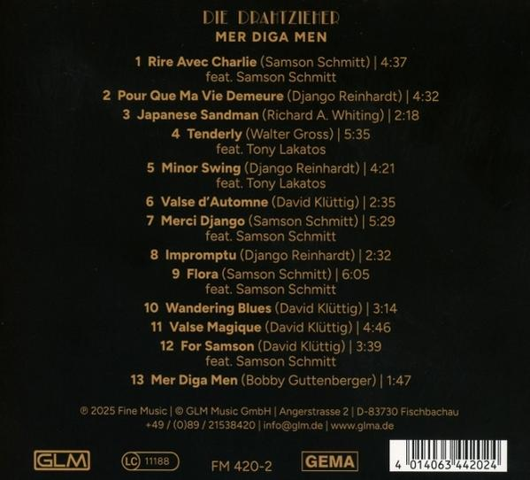 Albumcover mit Text, der Songs und Credits auflistet. Enthält den Titel 'Die Drahtzieher Mer Diga Men' und einen Barcode.