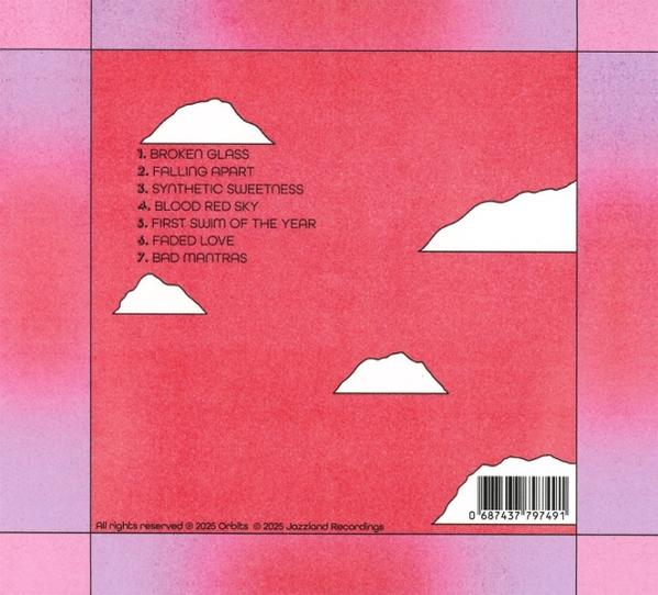 Ein roter Hintergrund zeigt eine Liste von Titeln und weiße Wolkenformen. Unten befinden sich Copyright-Informationen und ein Barcode.