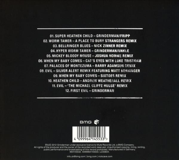 Schwarzes CD-Cover mit weißem Text, der Songtitel und Remixe auflistet. Enthält einen Barcode und das BMG-Logo.
