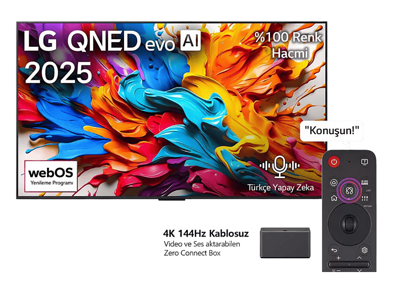 LG 75QNED9MA6B 75 inç 191 Ekran Uydu Alıcılı 4K Smart 144Hz Video ve Ses Aktarımı ile Kablosuz Görüntü İletebilen Evo AI QNED TV