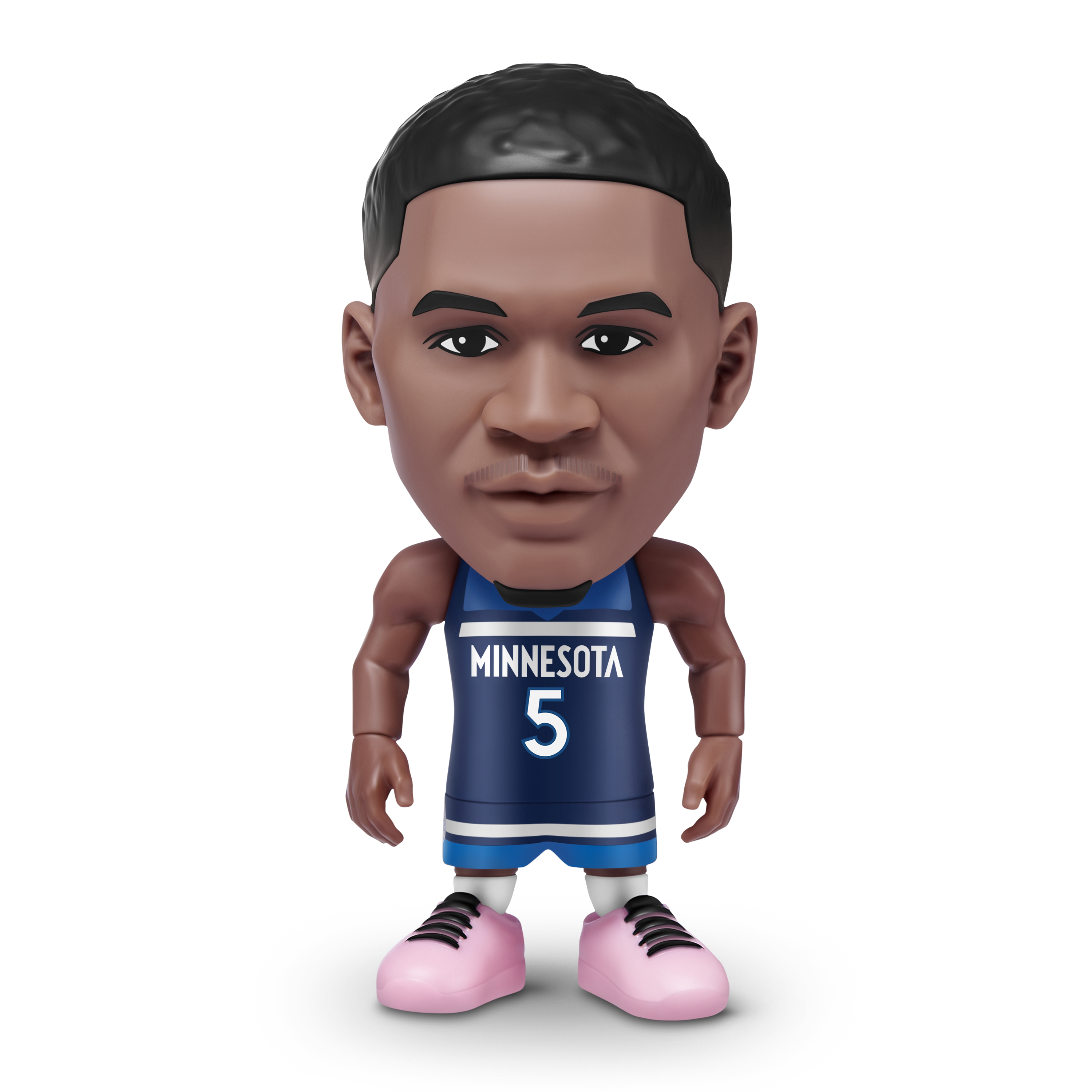 Eine Figur eines Basketballspielers mit einem Minnesota Timberwolves-Trikot, Nummer 5, rosa Schuhen und schwarzen Haaren.