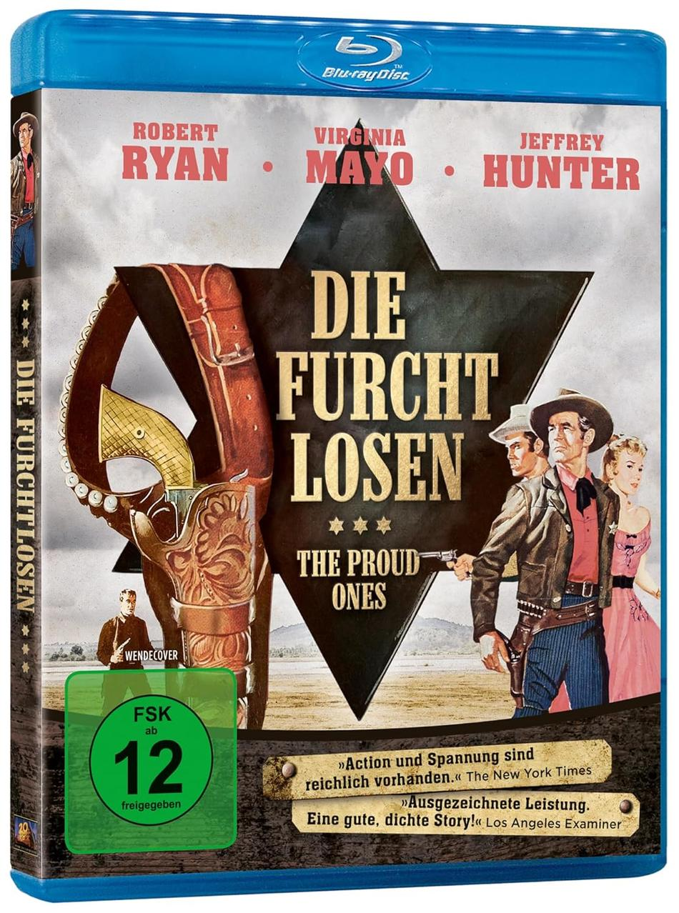Blu-ray-Cover von "Die Furchtlosen". Es zeigt Cowboy-Illustrationen und den Filmtitel. Die Namen der Schauspieler sind oben aufgeführt.