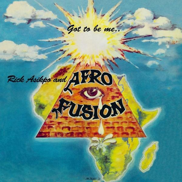 Afro-Fusion-Kunst: Pyramide über Afrika mit Auge, Tränen und Sonnenstrahlen. Text: Rick Asikpo und 'Got to be me..'