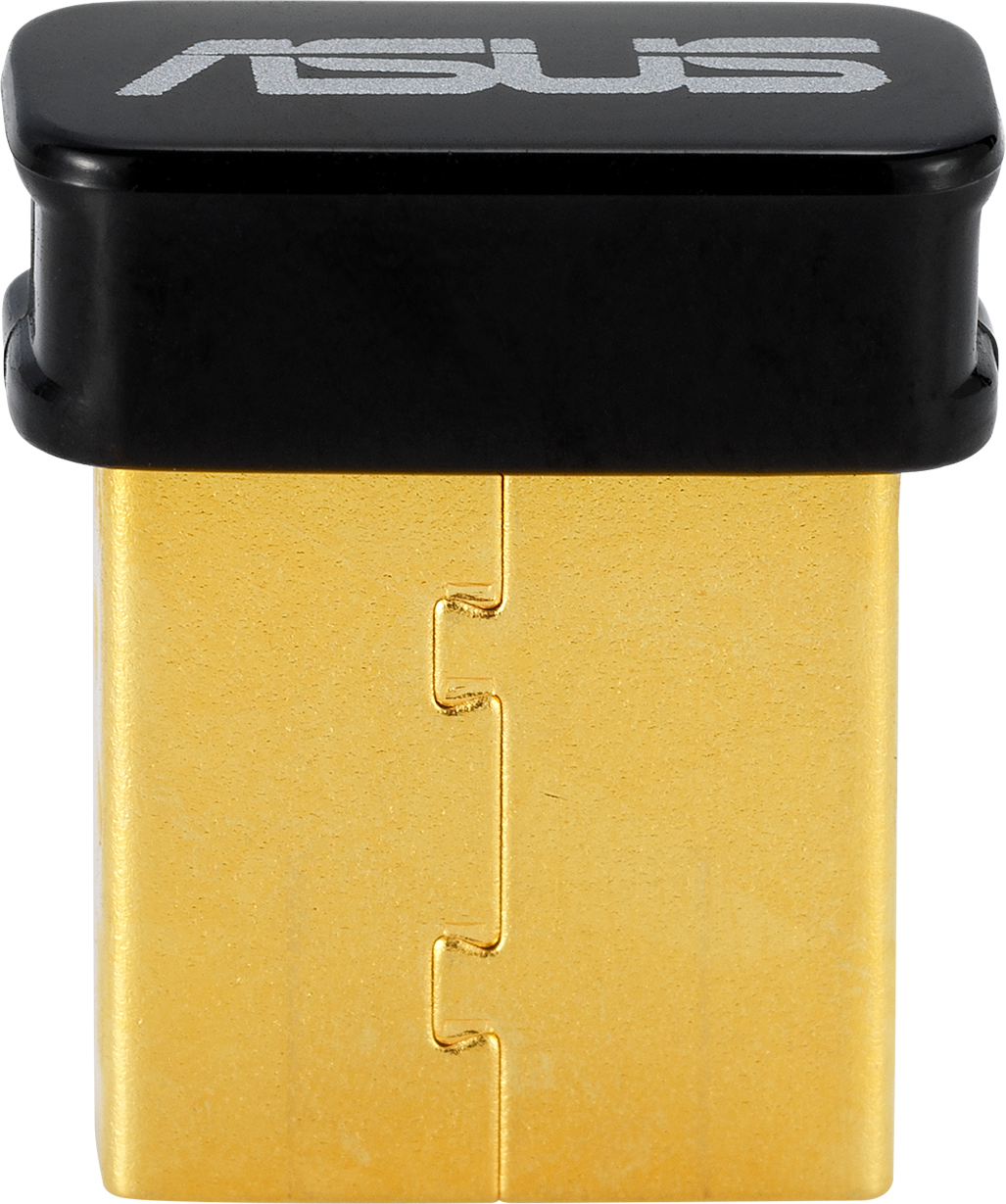 ASUS USB-Dongle mit goldfarbenem Gehäuse und schwarzem Deckel. Das ASUS-Logo ist sichtbar.