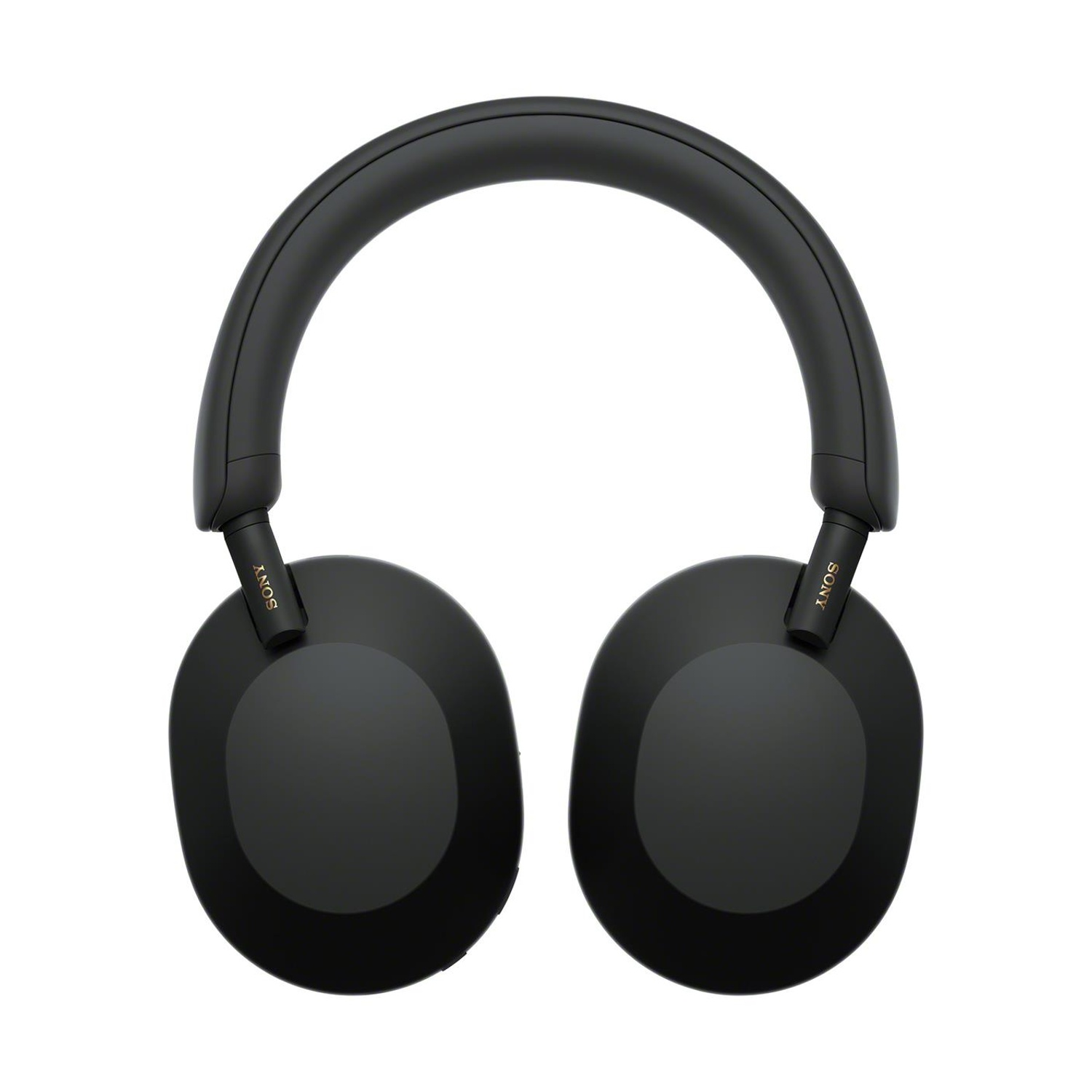 Cuffie Sony nere su sfondo bianco. Le cuffie hanno un archetto curvo e due grandi padiglioni auricolari.