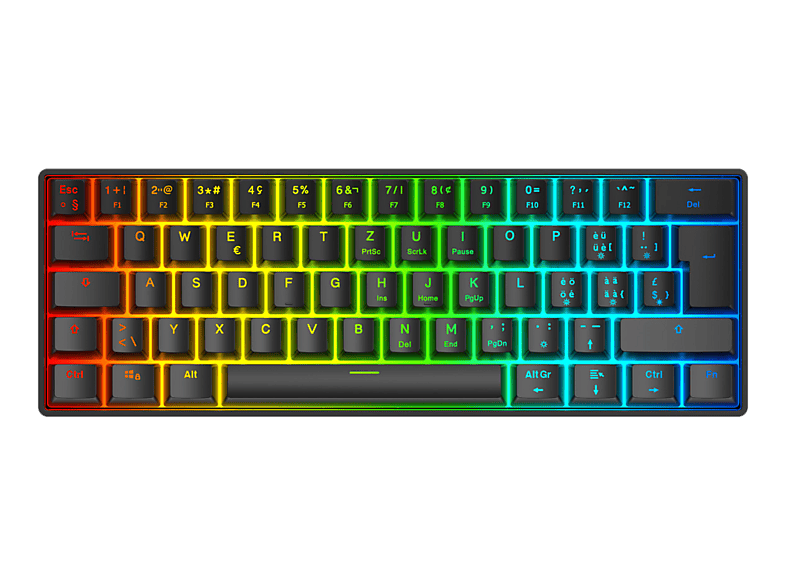 DELTACO DK470 (CH Layout), Gaming Tastatur, Mechanisch, Kabelgebunden, Schwarz
