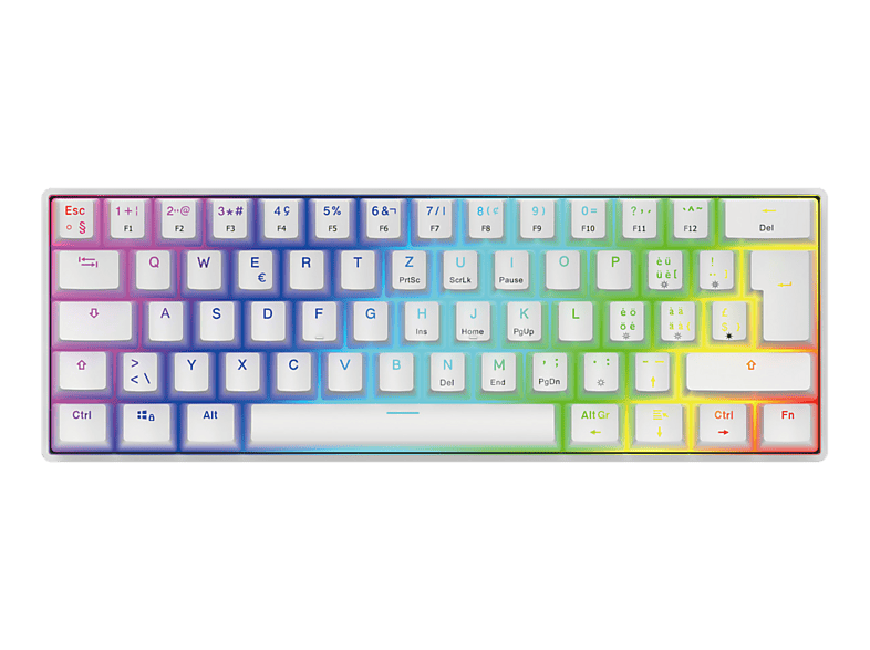 DELTACO DK470 (CH Layout), Gaming Tastatur, Mechanisch, Kabelgebunden, Weiss