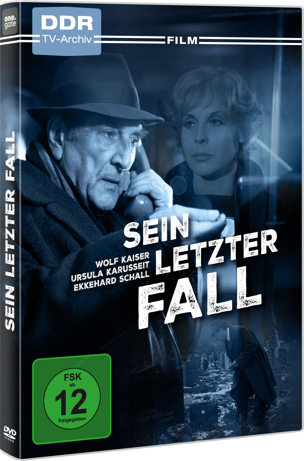 Filmcover mit Schauspielern, Titel 'Sein Letzter Fall' und einer Friedhofsszene. Enthält das DVD-Label und eine grüne FSK 12-Bewertung.