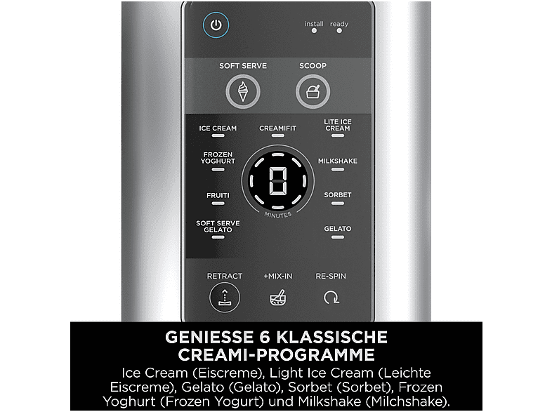 Ninja NC701EU Creami Swirl 13-in-1 Softeis- und Eismaschine (800 Watt, 480 ml, Platin Silber) — Foto 3 von 5