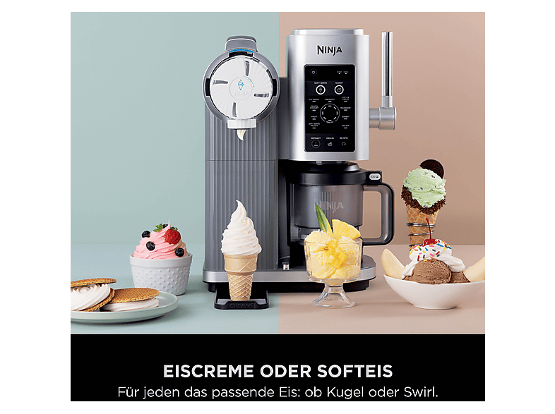 Ninja NC701EU Creami Swirl 13-in-1 Softeis- und Eismaschine (800 Watt, 480 ml, Platin Silber) — Foto 5 von 5