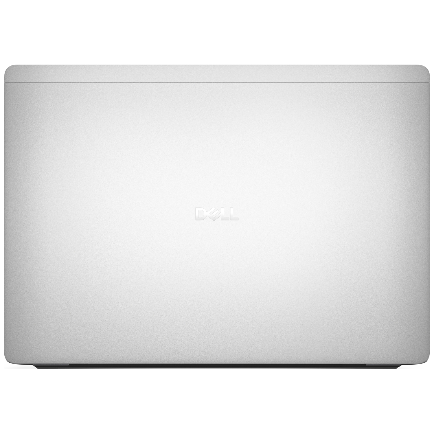 Geschlossener silberner Dell Laptop mit Logo in der Mitte.