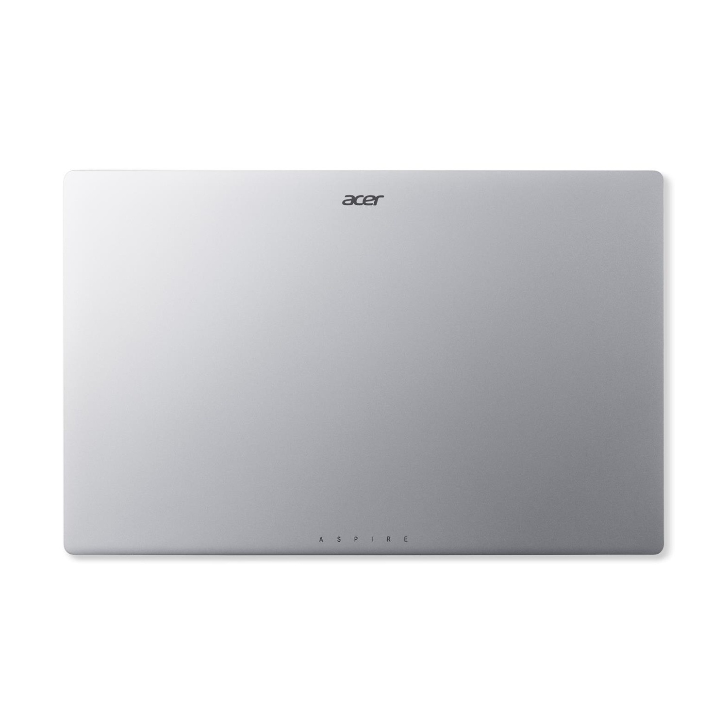Vista dall'alto di un laptop argentato. Il logo Acer è in alto. La parola "ASPIRE" è in basso.