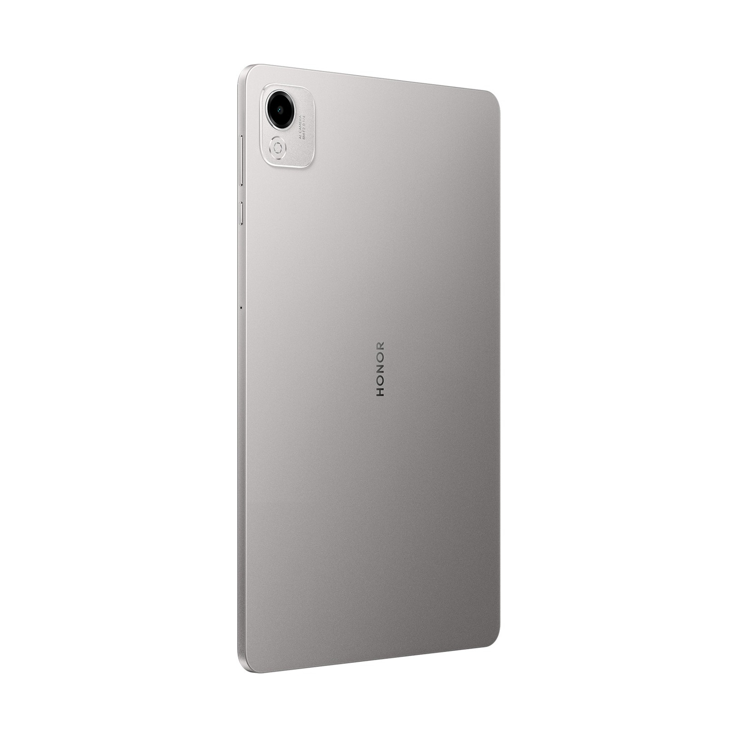 Un tablet argento con un modulo fotocamera in alto a sinistra. Sul retro del tablet c'è la scritta HONOR in verticale.