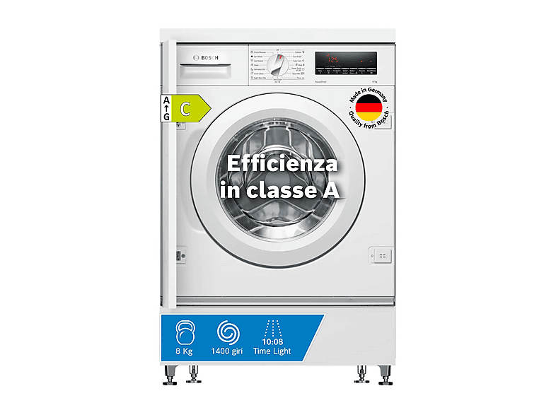 Bosch Wiw28542Eu Lavatrice Incasso, Caricamento frontale, 8 kg, 54,4 cm, Classe C
