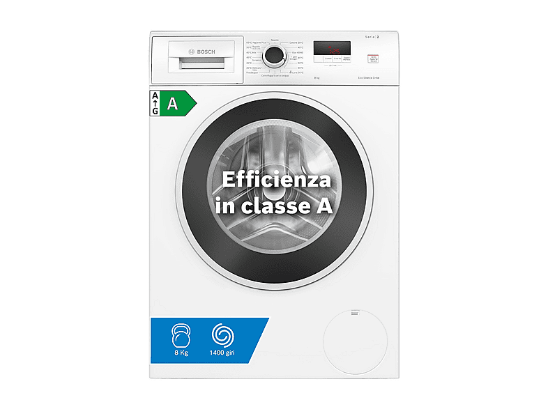 Bosch Wge03200It Lavatrice, Caricamento frontale, 8 kg, 58,8 cm, Classe A