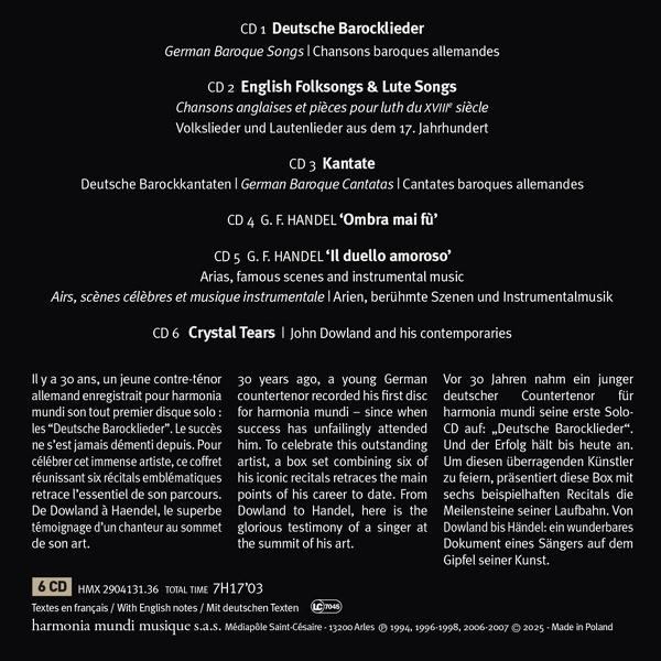 Text auf schwarzem Hintergrund. Titel sind auf Englisch, Deutsch und Französisch. Texte beschreiben Musik-Alben und Künstler.