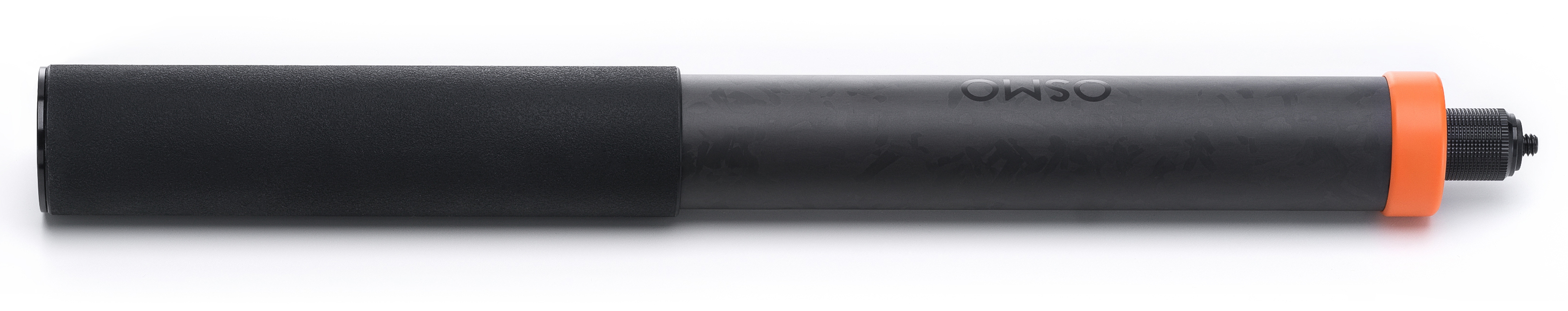 Cylindryczne urządzenie z czarnym uchwytem, szarym korpusem z logo 'OSMO' oraz pomarańczowym i czarnym zakończeniem, wszystko na białym tle.