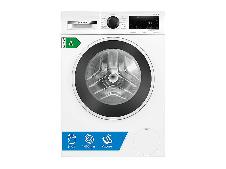 Bosch Wgg244Z5It Lavatrice, Caricamento frontale, 9 kg, 14 programmi, Profondità 58,8 cm, Bianca, livello rumorosità centrifuga 71 dB(A), Classe A