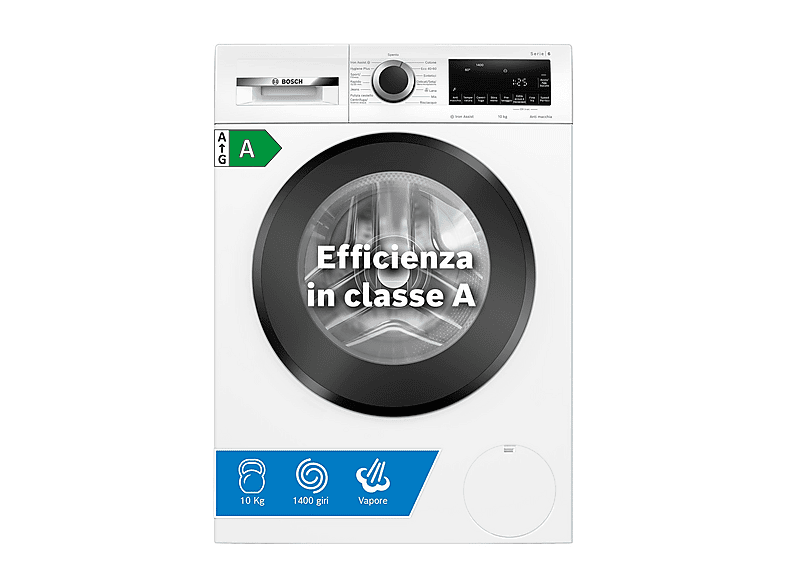 Bosch Wgg254Z0Ii Lavatrice, Caricamento frontale, 10 kg, 14 programmi, Profondità 58,8 cm, Bianco, livello rumorosità centrifuga 74 dB(A), Classe A