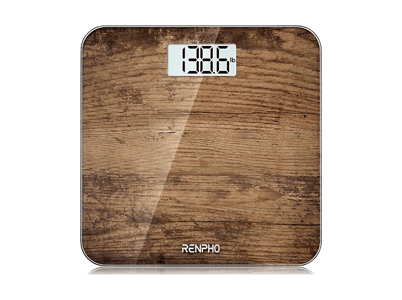 Báscula de baño - Renpho Core 1s, 180 kg, Vidrio templado 5 mm, Pantalla LED, Marrón