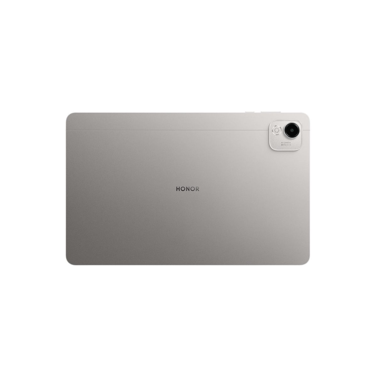 Egy ezüst HONOR tablet. A hátulján kamera és a HONOR márkanév látható. A tablet fehér háttéren van.