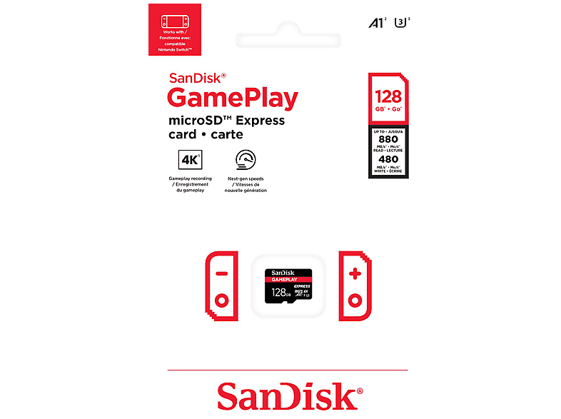 SANDISK GamePlay microSD™ Express-Karte Works with Nintendo Switch™ 2 128 GB, Speicherkarte, Schwarz