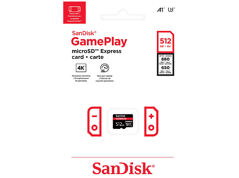 SANDISK GamePlay microSD™ Express-Karte Works with Nintendo Switch™ 2 512 GB, Speicherkarte, Schwarz