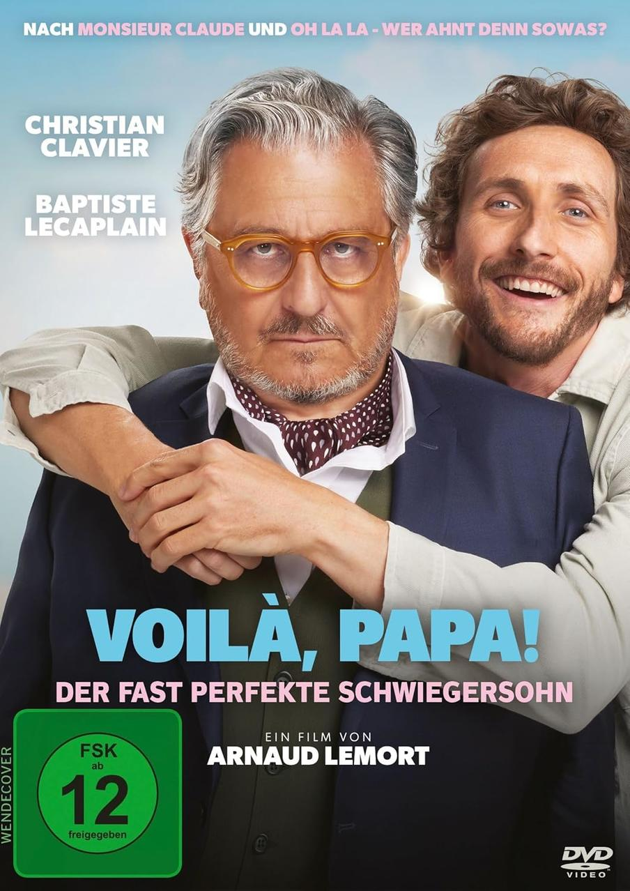 Zwei Männer, ein älterer mit Brille und ein jüngerer, lächeln. Filmplakat.