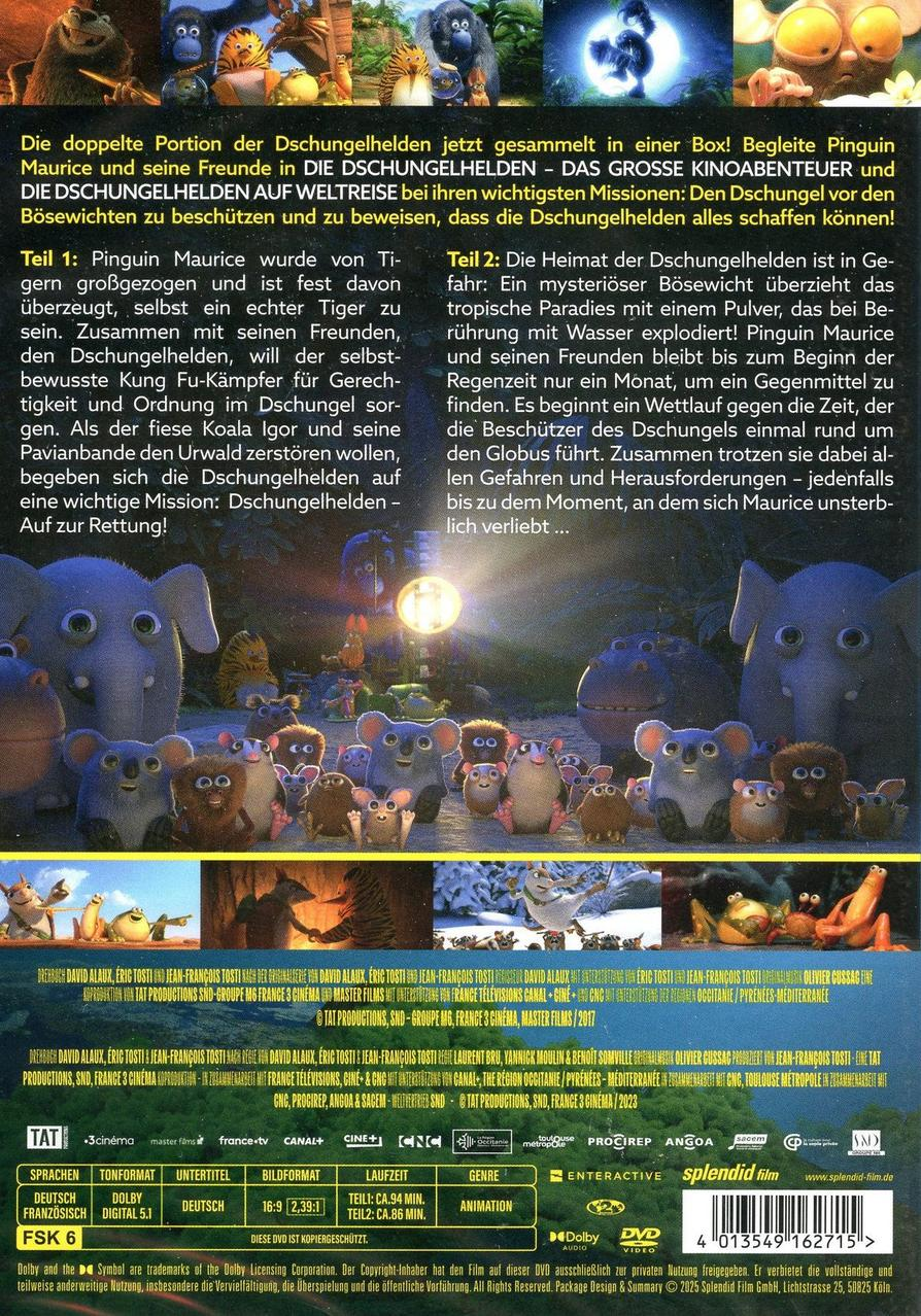 DVD-Cover mit Animationsfiguren. Mehrere animierte Charaktere stehen vor einer Dschungelszene.
